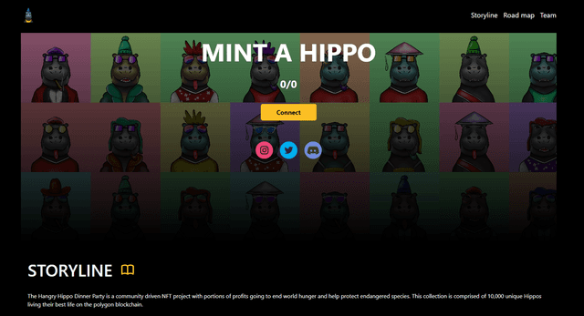The Hangry Hippo Dinner Party Website Screenshot